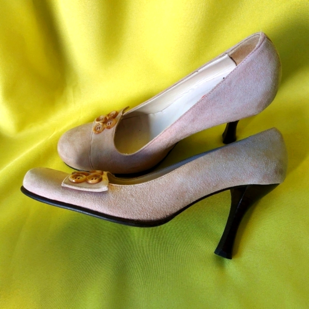 Vintage Woman Shoes by Browns ID Mare  Leather Upper Suede Made in Italy Size 38